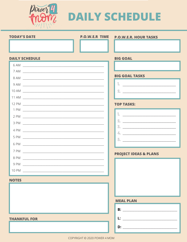 Create A Daily Schedule Template Yarespiritual